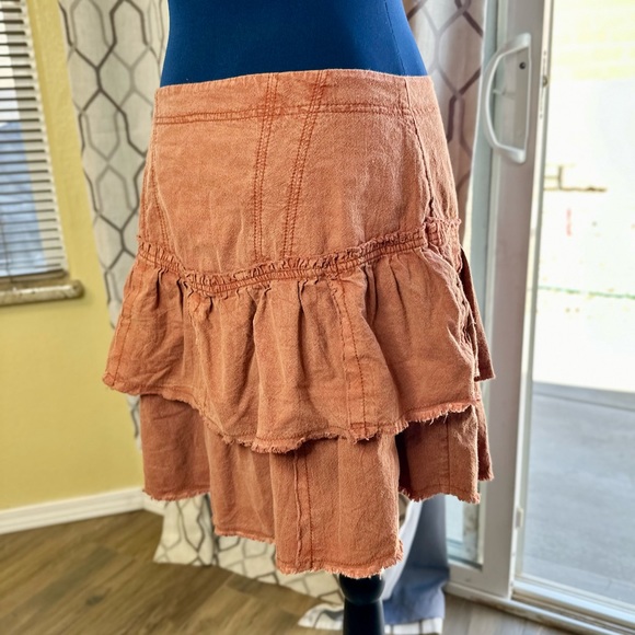 Free People Petrichor Rust Orange Ruffles in The Sand Mini Skirt - Picture 8 of 14